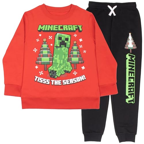 Minecraft Boys 2-Piece Set - Holiday Sweatshirt & Jogger Pants 2-Pack Bundle Set for Kids and Toddlers