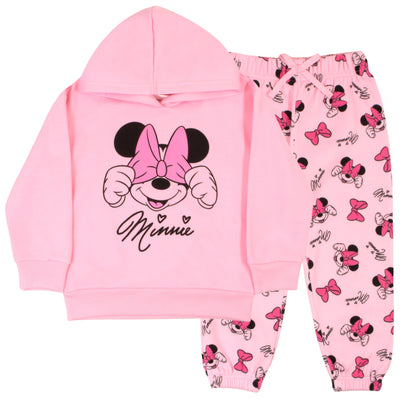 Disney Minnie Mouse Girls 2-Piece Set - Pullover Hoodie & Jogger Pants 2-Pack Bundle Set for Kids and Toddlers