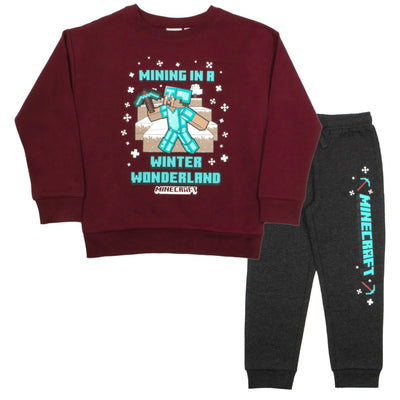 Minecraft Boys 2-Piece Set - Holiday Sweatshirt & Jogger Pants 2-Pack Bundle Set for Kids and Toddlers