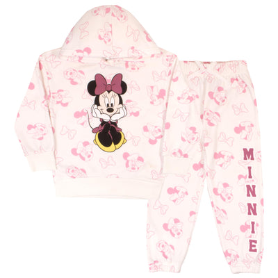 Disney Minnie Mouse Girls 2-Piece Set - Pullover Hoodie & Jogger Pants 2-Pack Bundle Set for Kids and Toddlers