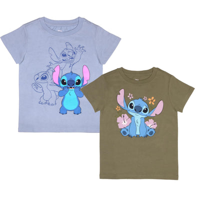 Disney Lilo & Stitch Girls 2-Piece Set, 2-Pack Short Sleeve T-Shirt Bundle Set for Kids and Toddlers