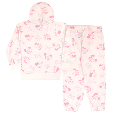 Disney Minnie Mouse Girls 2-Piece Set - Pullover Hoodie & Jogger Pants 2-Pack Bundle Set for Kids and Toddlers