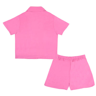 Barbie Girls Button Down Shirt and Shorts Set Two Piece Shirt and Shorts Set Outfit for Girls Girls Clothes