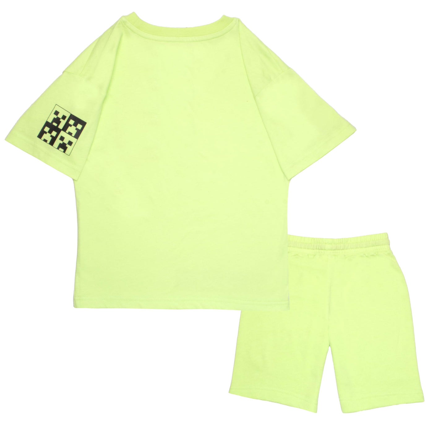 Minecraft Creeper Boys Short Sleeve T-Shirt & Shorts with Lenticular Image Changing Patch, 2-Piece Gamer Outfit Shorts Set