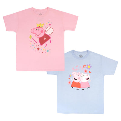 Peppa Pig Girls Graphic Tees Short Sleeve T Shirts Girls Fashion T Shirt 2 Pack Girls Tops Clothing