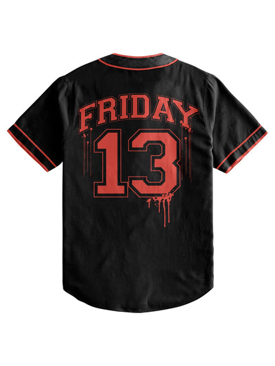 Warner Bros Horror Movie Baseball Jerseys, Freddy and Jason Casual Button Down Short Sleeve Shirts for Men and Women