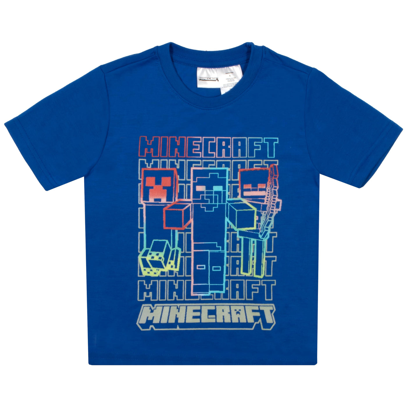 Minecraft Creeper Boys Short Sleeve T-Shirt & Shorts, 2-Piece Gamer Outfit Set for Kids and Toddlers