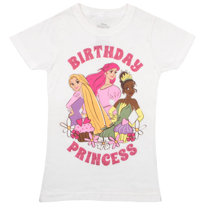 Disney Princesses Minnie Mouse Lilo & Stitch Birthday Girl Short Sleeve T-Shirt, Girls Short Sleeve Tee for Birthday Parties