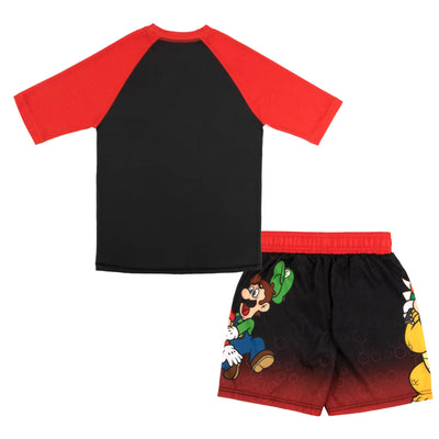 Nintendo Super Mario Bros Boys Swim Wear Rash Guard Set Super Mario 2 Piece Set Boys Swimsuit Boys Rash Guard Boy Swim Trunks