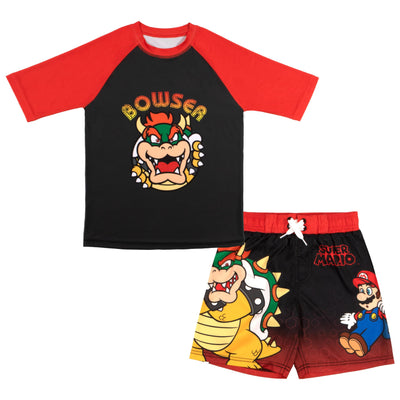 Nintendo Super Mario Bros Boys Swim Wear Rash Guard Set Super Mario 2 Piece Set Boys Swimsuit Boys Rash Guard Boy Swim Trunks