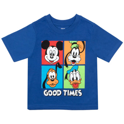 Disney Mickey Mouse & Friends Good Vibes Good Times Boys 4-Pack Short Sleeve T-Shirt Bundle Set for Kids and Toddlers