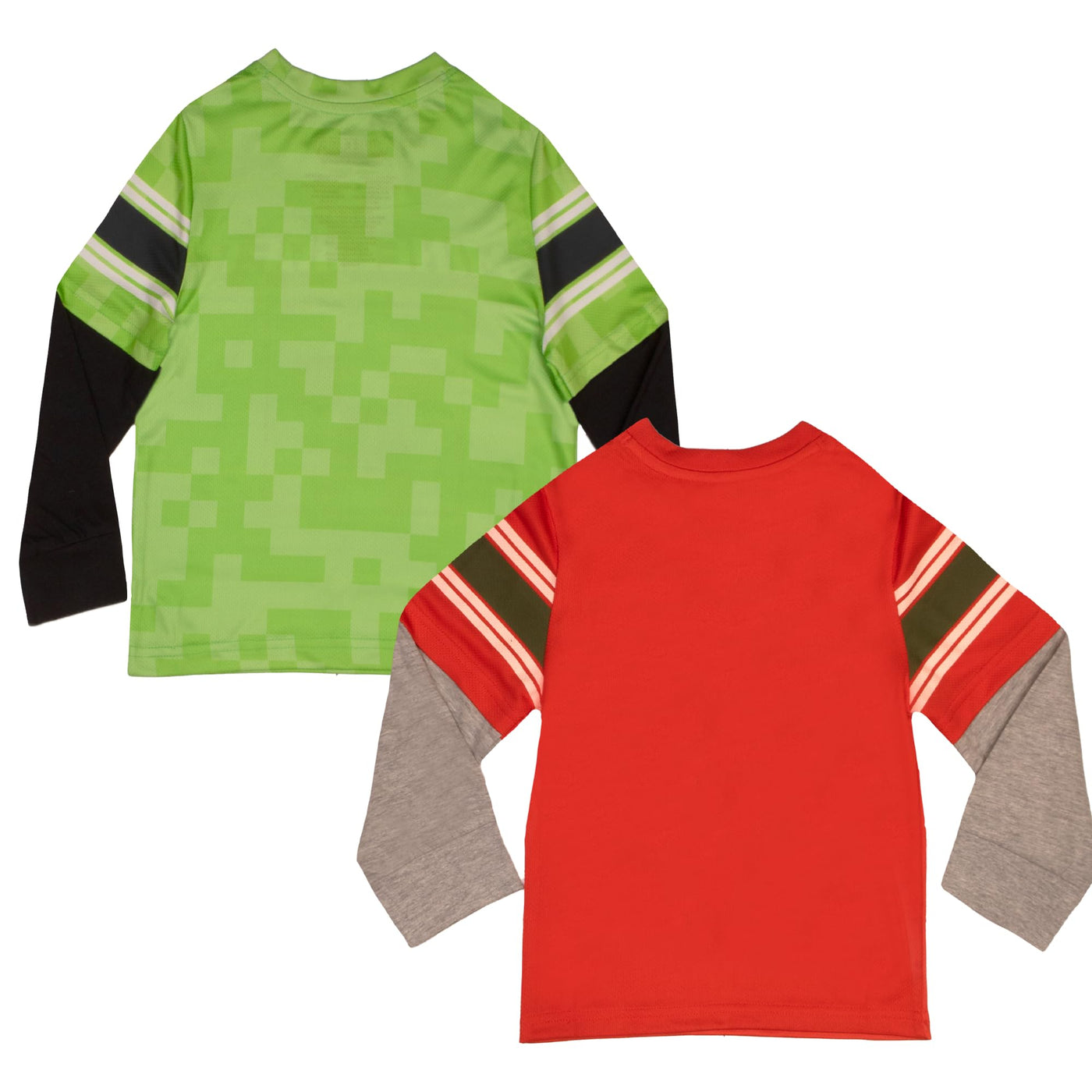 Minecraft Characters Boys Long Sleeve Active Mesh T-Shirt, 2-Pack Bundle Set for Kids and Toddlers