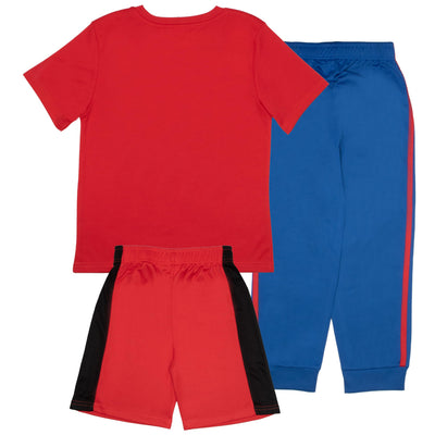 Marvel Avengers and Spider-Man Superhero Boys 3-Piece Set - Superheroes Short Sleeve T-Shirt, Shorts, & Jogger Pants 3-Pack