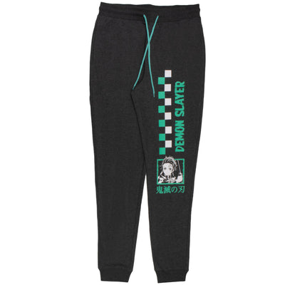 Demon Slayer Anime Tanjiro Kanji Print Mens Lounge Pants, Anime Manga Active Sweatpants for Men