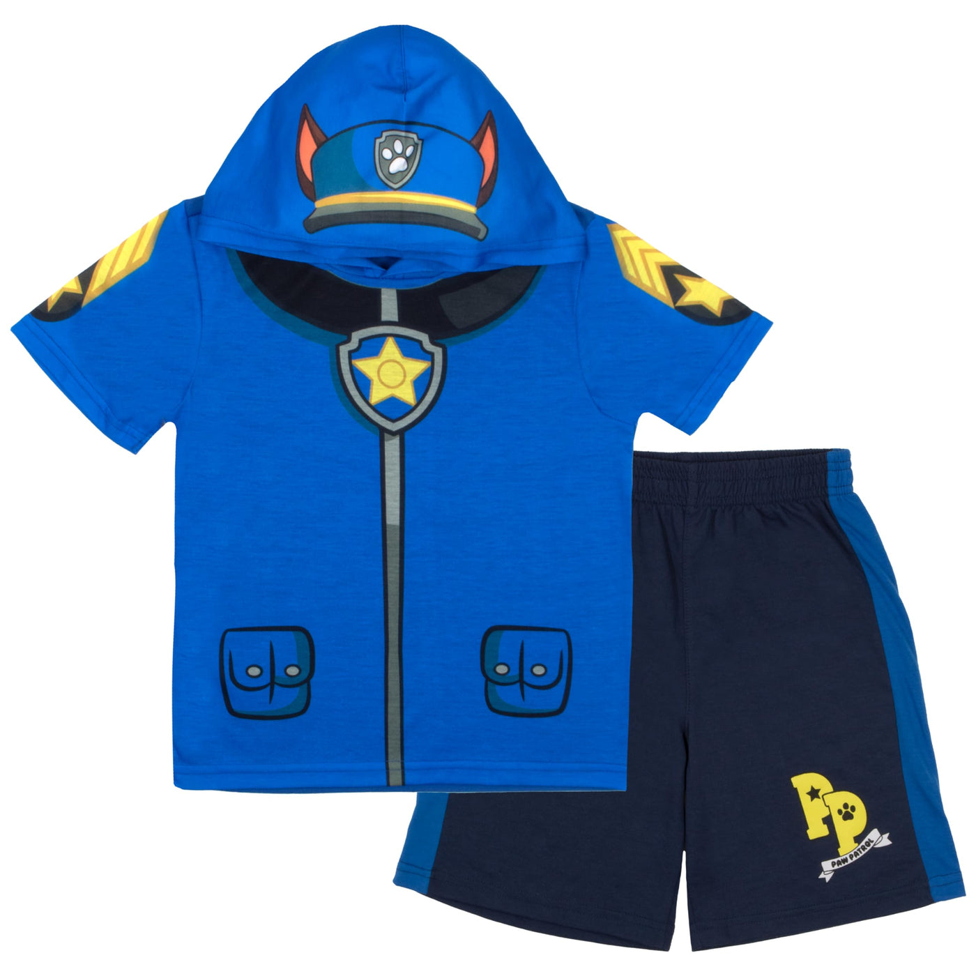 Nickelodeon Paw Patrol Costume Boys Short Sleeve Hoodie T-Shirt & Shorts, 2-Piece Outfit Set for Kids and Toddlers