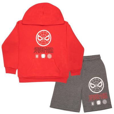 Marvel Spiderman Boys Hoodie and Short Set Spider-Man Graphic Hoodie and Shorts 2 Piece Set for Big Kids