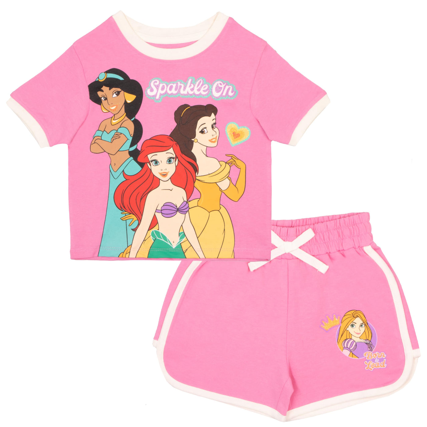 Disney Princess Minnie Mouse Lilo and Stitch Girls Short Sets Shirt and Shorts Set Girl Outfits for Toddler and Kids Clothes