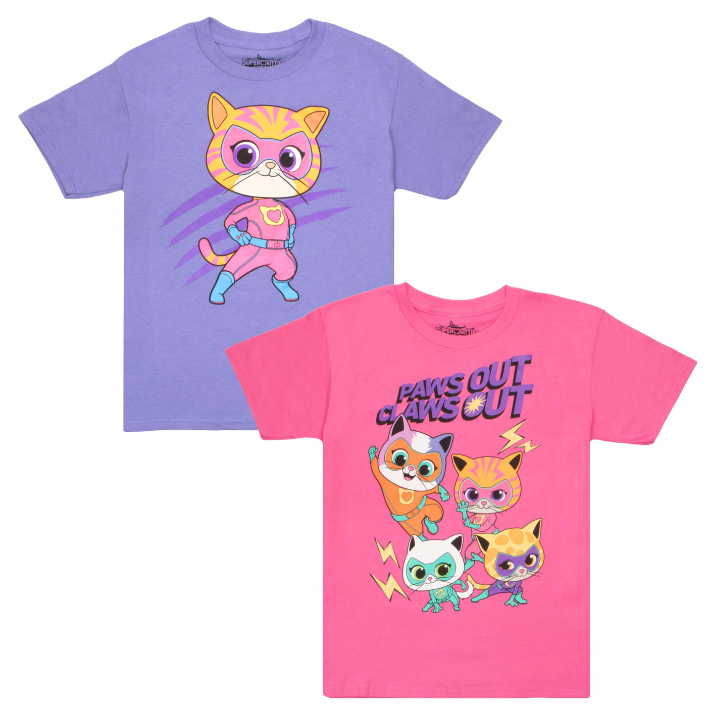 Disney Super Kitties Girls Graphic Tees Short Sleeve T Shirts SuperKitties Girls Fashion T Shirt 2 Pack Girls Tops Clothing