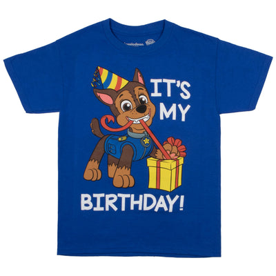 Nickelodeon Paw Patrol Chase Birthday Boys Short Sleeve T-Shirt - Boys Paw Patrol Short Sleeve Tee for Birthday Parties