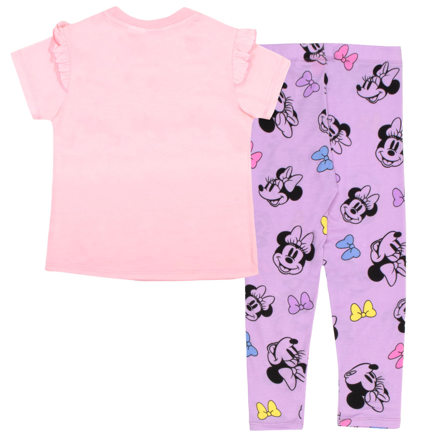 Disney Minnie Mouse, Lilo and Stitch Girls Short Sleeve T-Shirt & Leggings Pants Set, Tee & Leggings 2-Piece Bundle for Girls