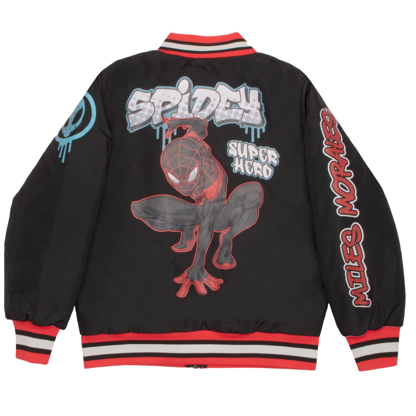 Marvel Amazing Spider-Man Queens NY Boys Bomber Jacket, Zip-Up Varsity Jacket for Kids and Toddlers