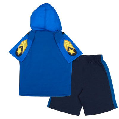 Nickelodeon Paw Patrol Costume Boys Short Sleeve Hoodie T-Shirt & Shorts, 2-Piece Outfit Set for Kids and Toddlers