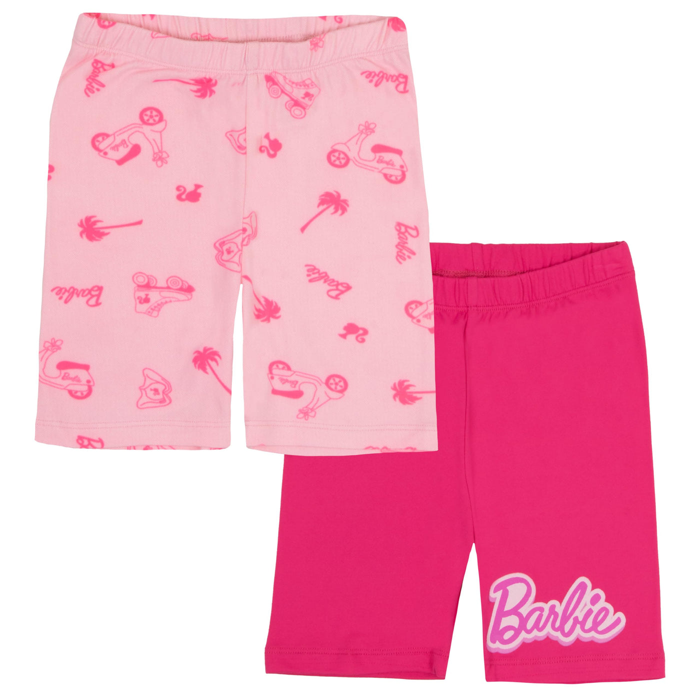 Barbie Girls 2-Pack Shorts Set - Vibrant Tropical, Skate & Scooter Graphics Shorts for Kids