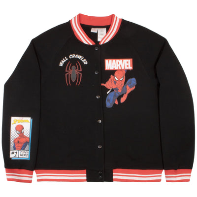 Marvel Spider-Man Varsity Jackets for Women Spiderman Graphic Print Lightweight Varsity Jacket Casual Fashion Coats