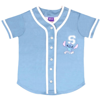 Disney Lilo & Stitch Girls Baseball Jersey Button Down Shirt for Big and Little Kid Polyester Sports Fan Jerseys Kids Shirts