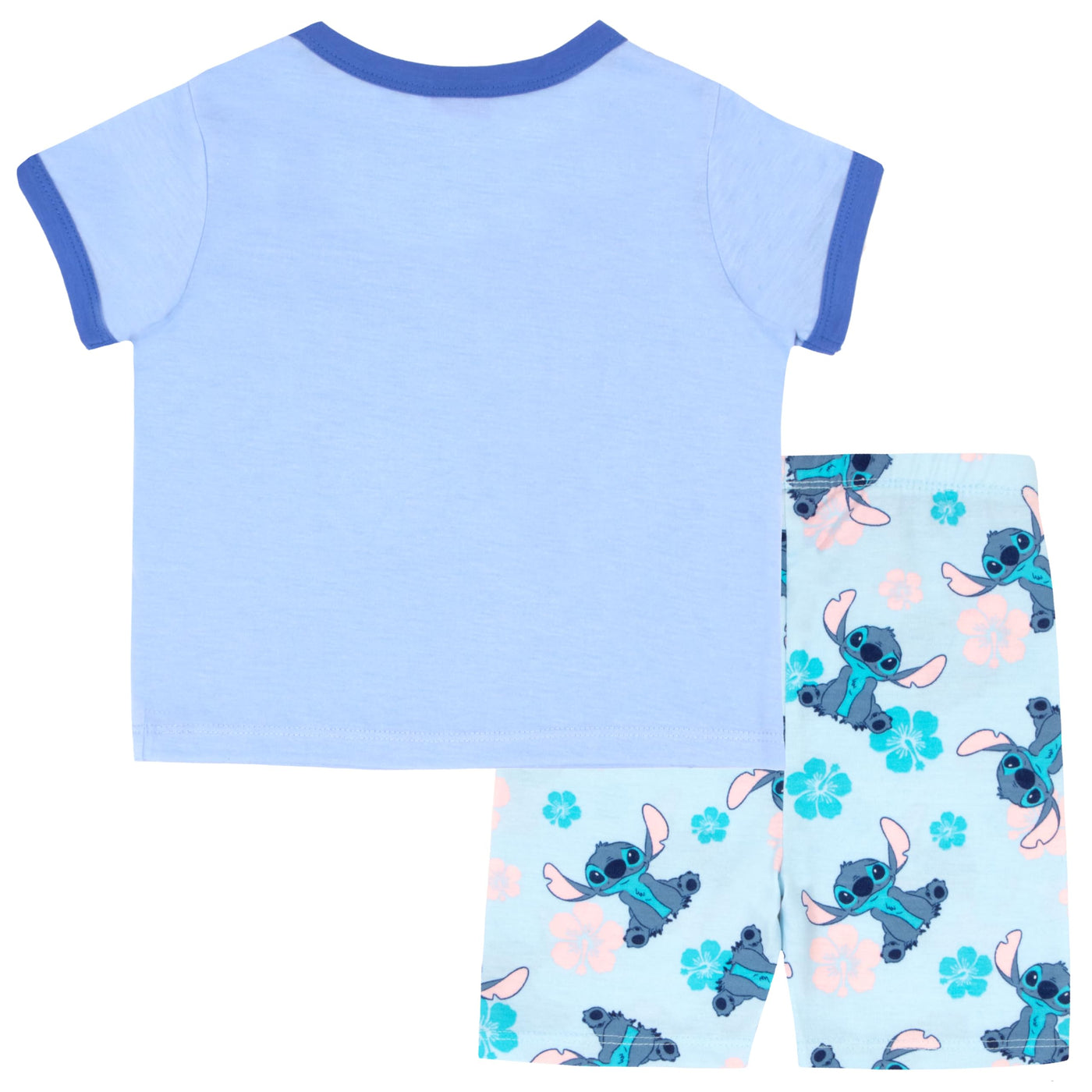 Disney Minnie Mouse, Lilo and Stitch Girls 2 Piece Princess Tee, T Shirt and Biker Short Set