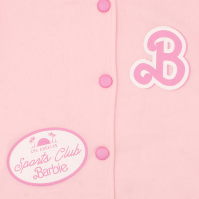 Barbie Girls Bomber Jacket, Silhouette Logo Fleece Zip-Up and Lightweight Button Up Varsity Jacket for Kids