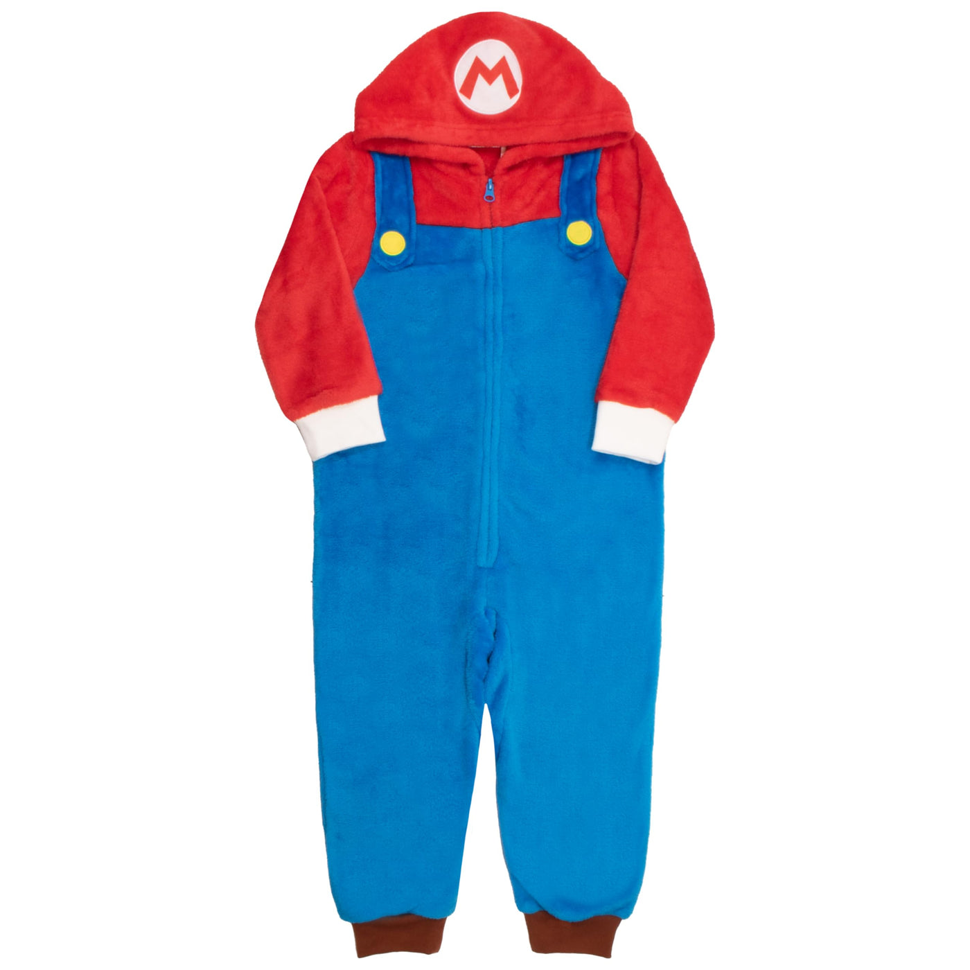 Nintendo Super Mario Brothers Boys Long Sleeve Onesie Zip Coverall with Hoodie Mario & Luigi Cosplay Zip Up Onesie