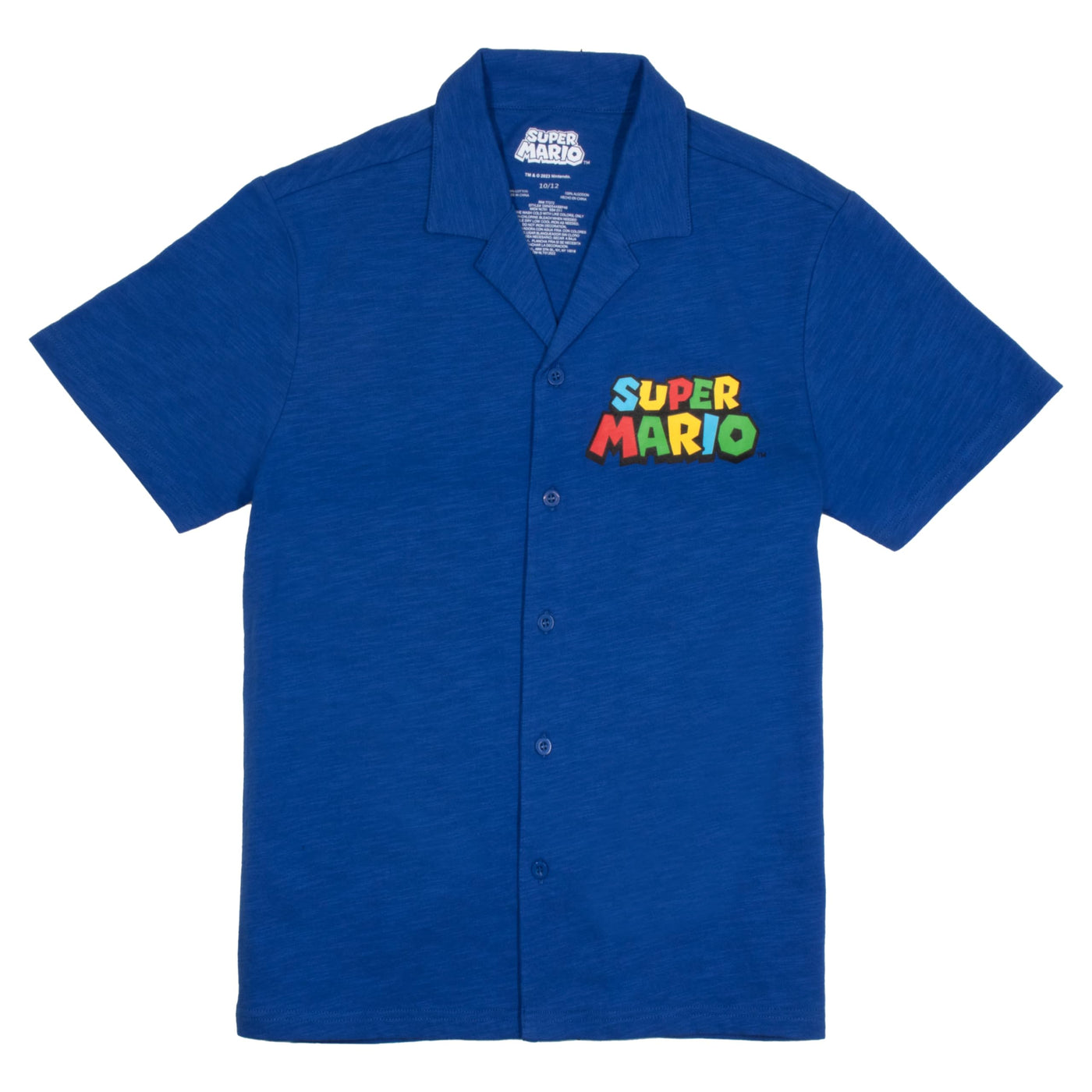 Nintendo Super Mario Bros Boys Casual Button Down Short Sleeve Shirt for Kids