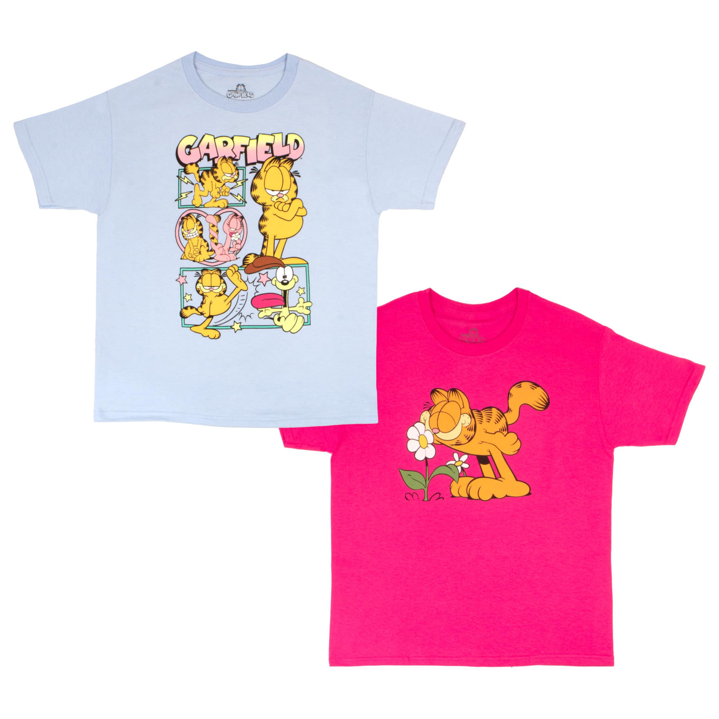 Garfield Girls Graphic Tees Short Sleeve T Shirts Girls Fashion T Shirt 2 Pack Bundle Girls Tops Clothing