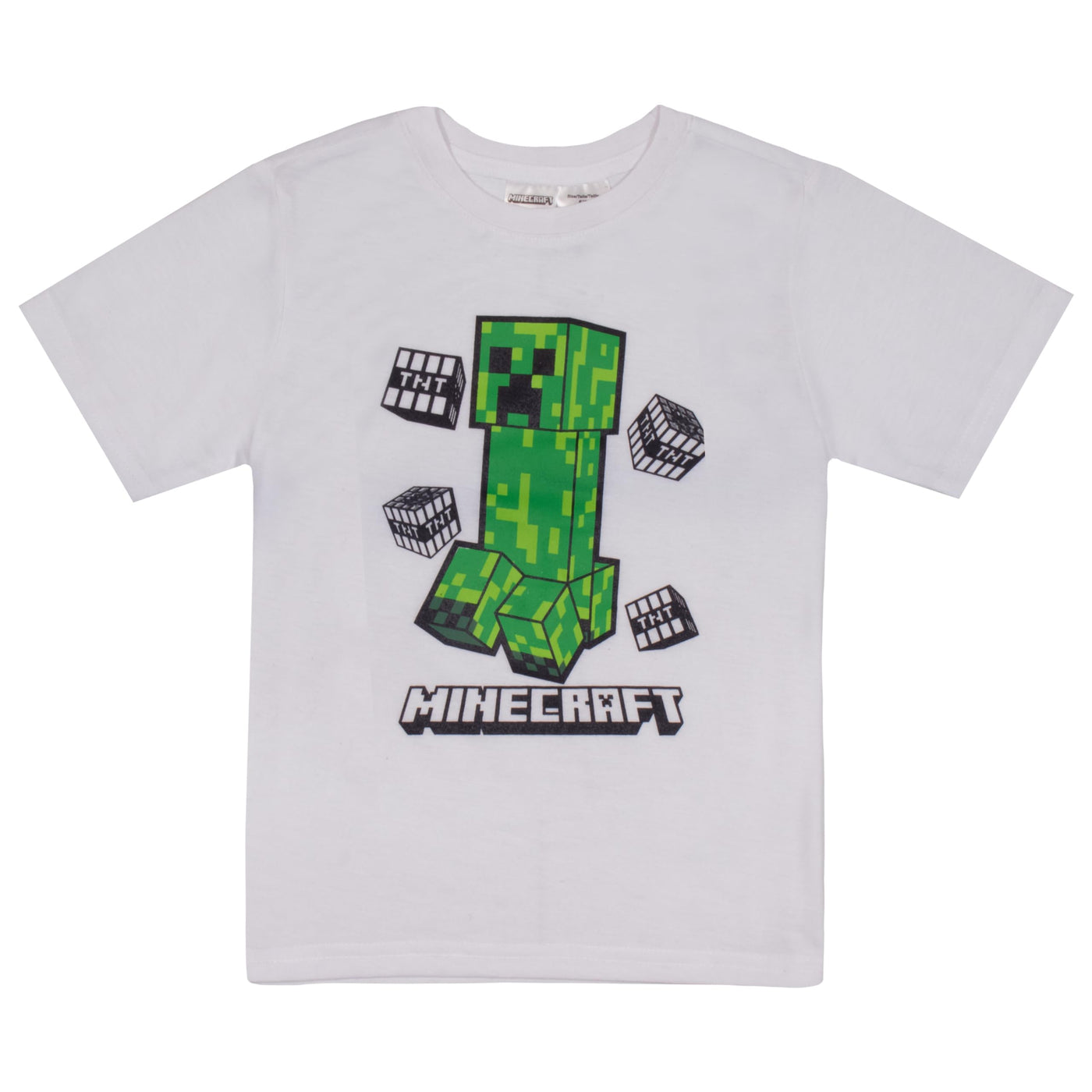 Minecraft Creeper Boys Short Sleeve T-Shirt & Shorts, 2-Piece Gamer Outfit Set for Kids and Toddlers