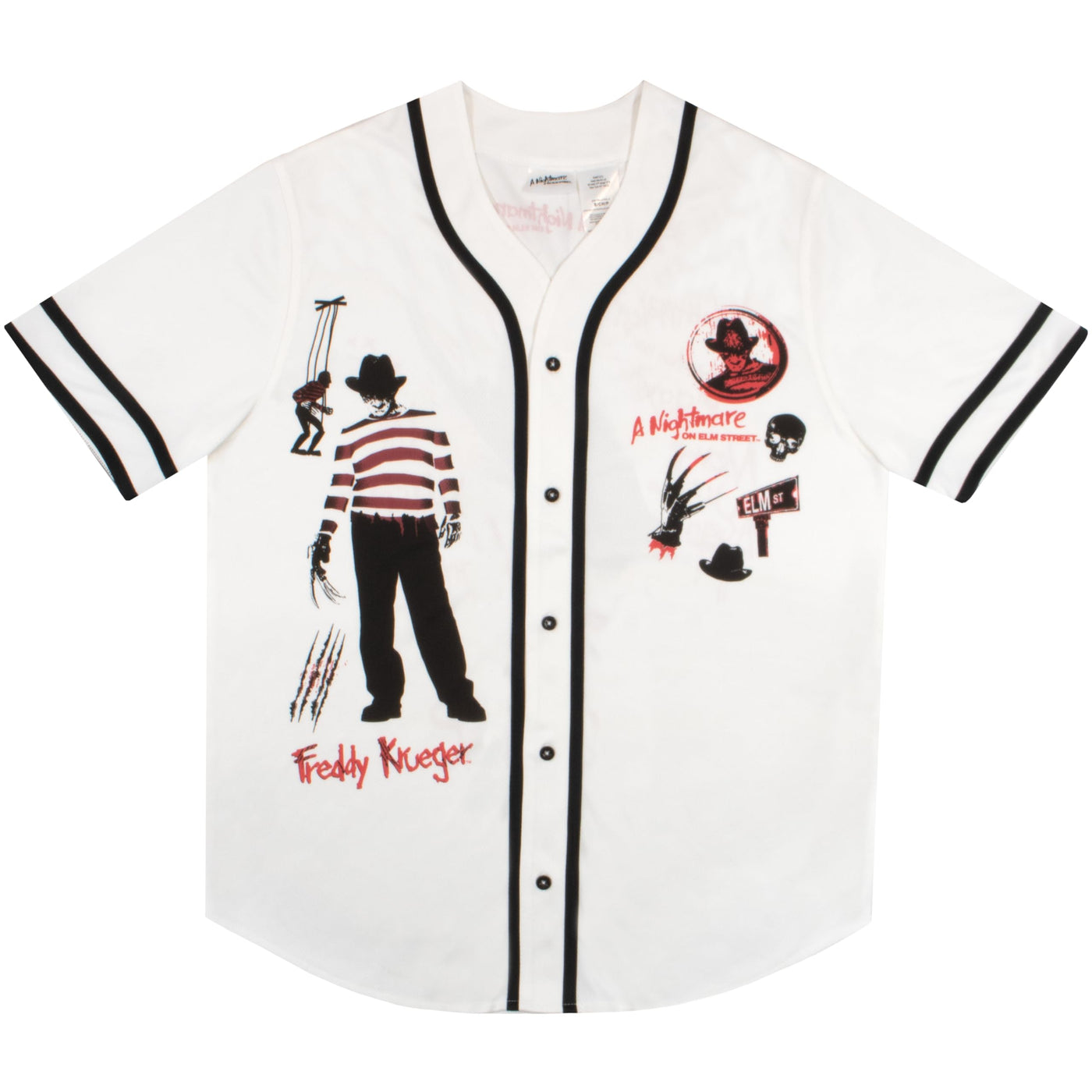 Warner Bros Horror Movie Baseball Jerseys, Freddy and Jason Casual Button Down Short Sleeve Shirts for Men and Women