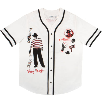 Warner Bros Horror Movie Baseball Jerseys, Freddy and Jason Casual Button Down Short Sleeve Shirts for Men and Women