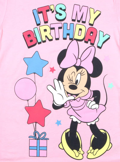 Disney Princesses Minnie Mouse Lilo & Stitch Birthday Girl Short Sleeve T-Shirt, Girls Short Sleeve Tee for Birthday Parties