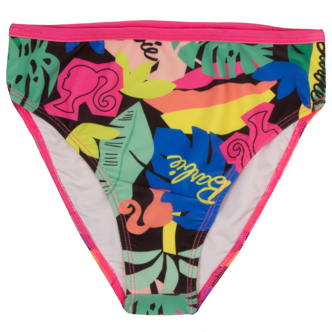 Barbie Two-Piece Girls Swimsuit Set – Tropical Graphic Swimwear for Kids