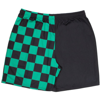 Demon Slayer Anime Manga Tanjiro Mens Checkered Mesh Shorts, Casual Shorts for Men