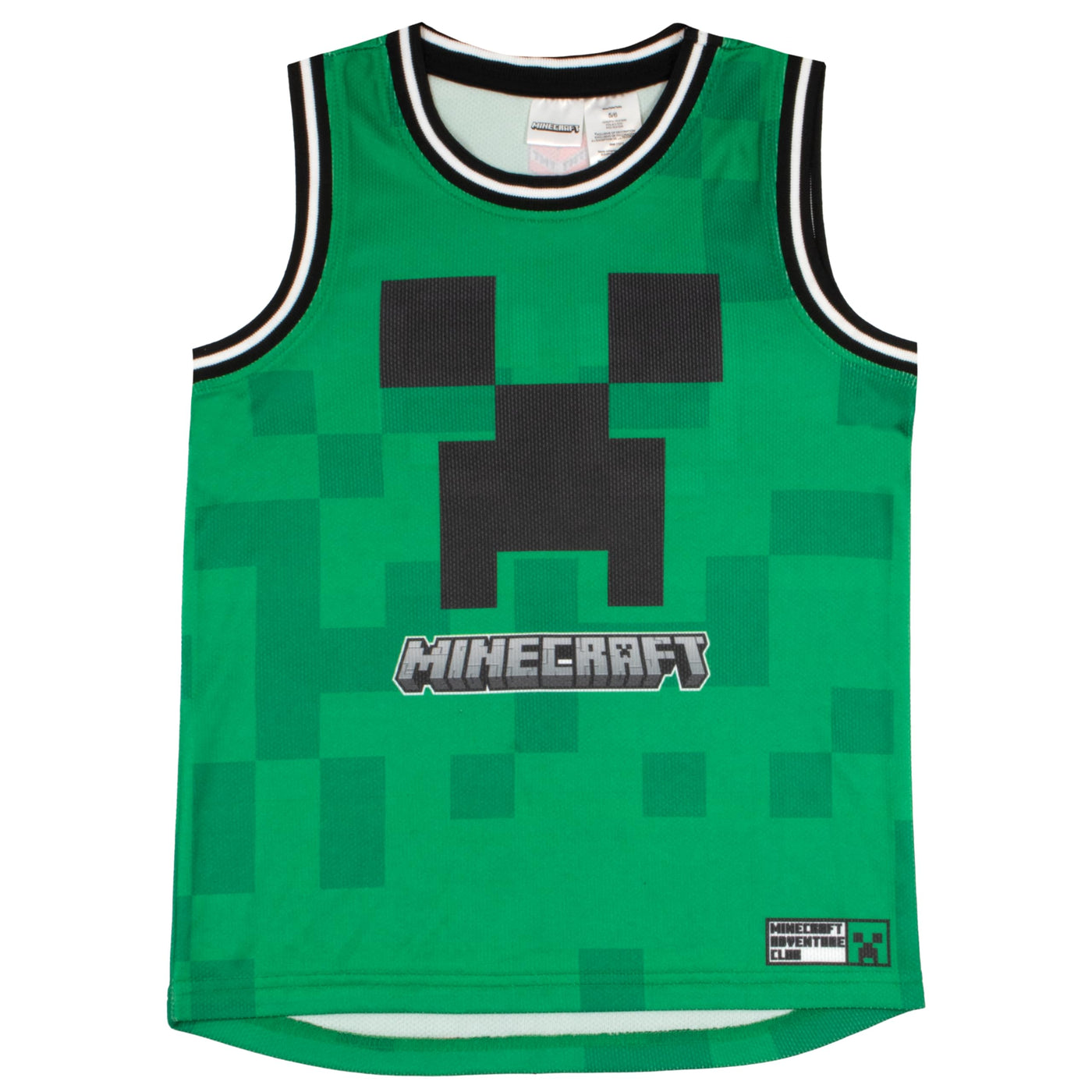 Minecraft Creeper Boys Basketball Sleeveless Shirt & Shorts, 2-Piece Outfit Set for Kids