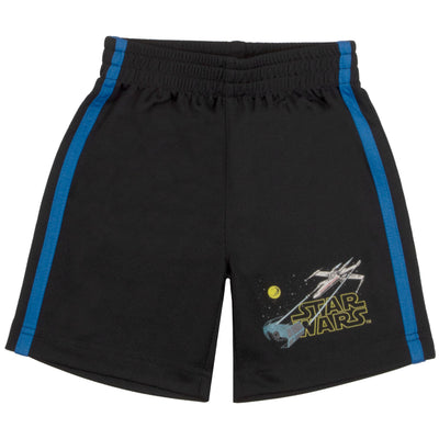 STAR WARS Boys 3 Piece Short Set Short Sleeve Shirt Tank Top Shirt and Shorts 3 Pack Bundle Set for Kids Toddlers