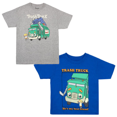 Isaac Morris Limited Trash Truck Characters Boys 2-Pack Short Sleeve T-Shirt Bundle Set for Kids