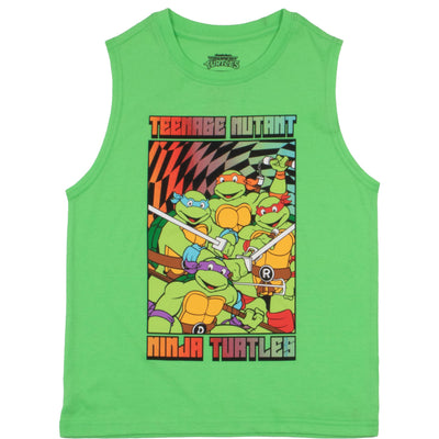 Nickelodeon Teenage Mutant Ninja Turtles Boys Sleeveless Shirt and Shorts Set, TMNT 2-Piece Casual Outfit Shorts Set for Kids