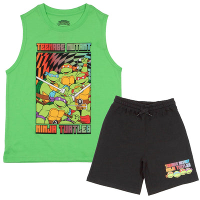 Nickelodeon Teenage Mutant Ninja Turtles Boys Sleeveless Shirt and Shorts Set, TMNT 2-Piece Casual Outfit Shorts Set for Kids