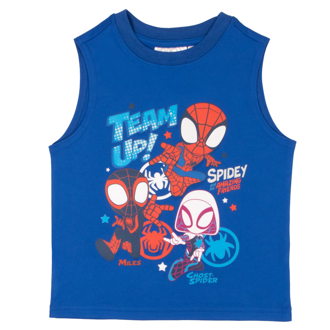 Marvel Spidey and His Amazing Friends 3 Piece Boys Short Set Spider-Man Shirt Tank Top and Shorts Set Spiderman 3 Pack