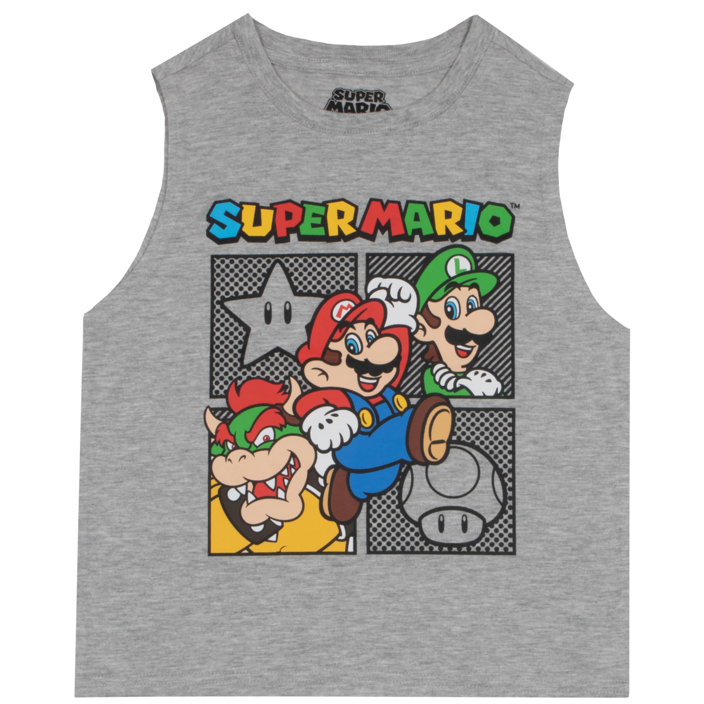 Nintendo Super Mario Bros Boys Sleeveless Shirt and Shorts Set, 2-Piece Casual Outfit Shorts Set for Kids