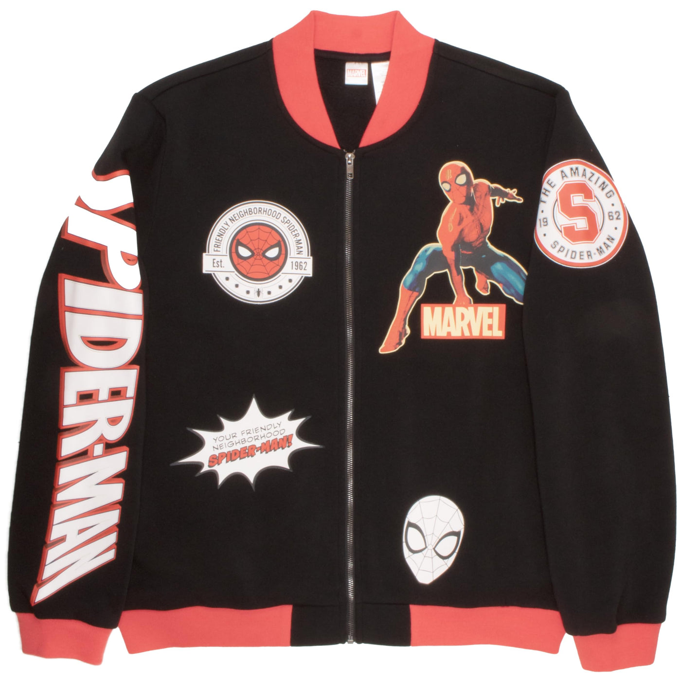 Marvel Spiderman Varsity Bomber Jackets for Men Spider-Man Graphic Print Lightweight Varsity Jackets Casual Fashion Coats