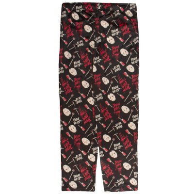 WARNER BROS Friday the 13th Mens Pajama Pants Jason Voorhees Mask Men's Sleepwear All Over Print PJ Pants Mens Sleep Pants