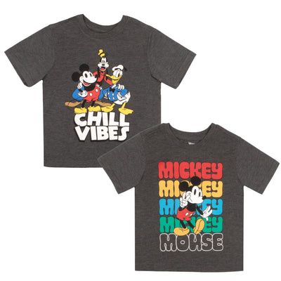 Disney Mickey Mouse Chill Vibes Boys 2-Pack Short Sleeve T-Shirt Bundle Set for Kids